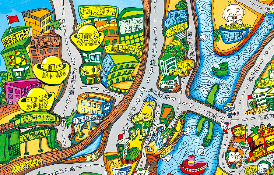 光坡镇手绘地图景区的历史见证
